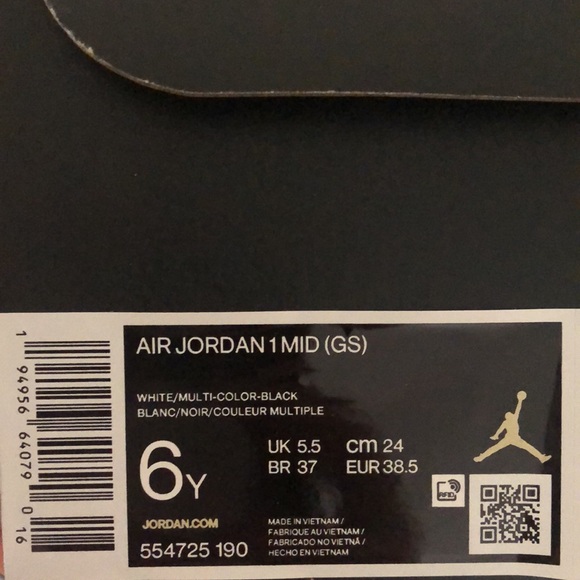 🖤💛NIKE AIR JORDAN 1 MID GS SNEAKERS💛🖤 - Picture 11 of 13